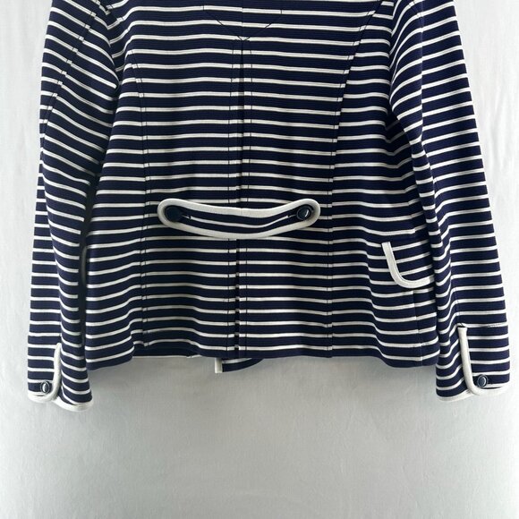 Anthropologie Stephanie Peacoat Striped Knit Jacket Size M Double Breasted Blue - Picture 8 of 13